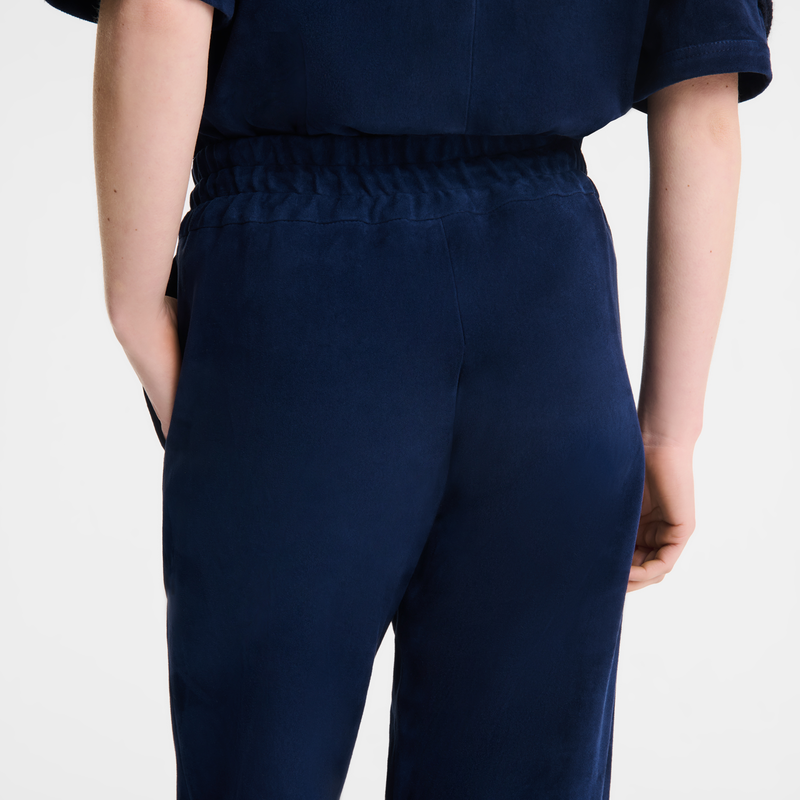 Leather straight pants Navy - Leather