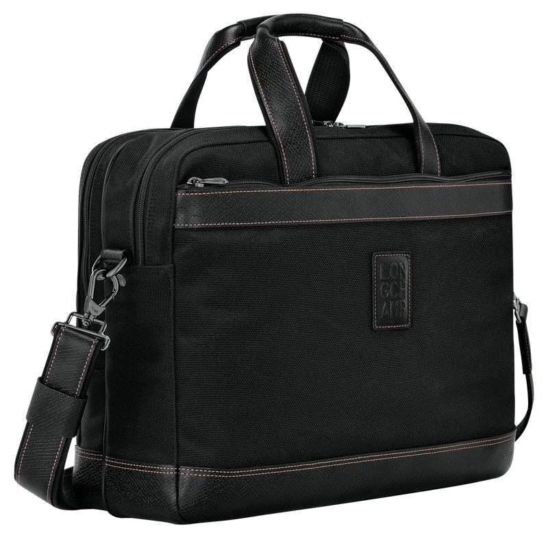 Boxford L Briefcase Black - Recycled canvas