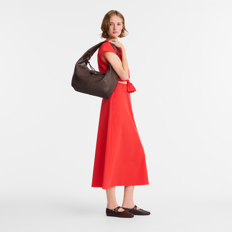 Le Pliage Xtra L Hobo bag Mocha - Leather