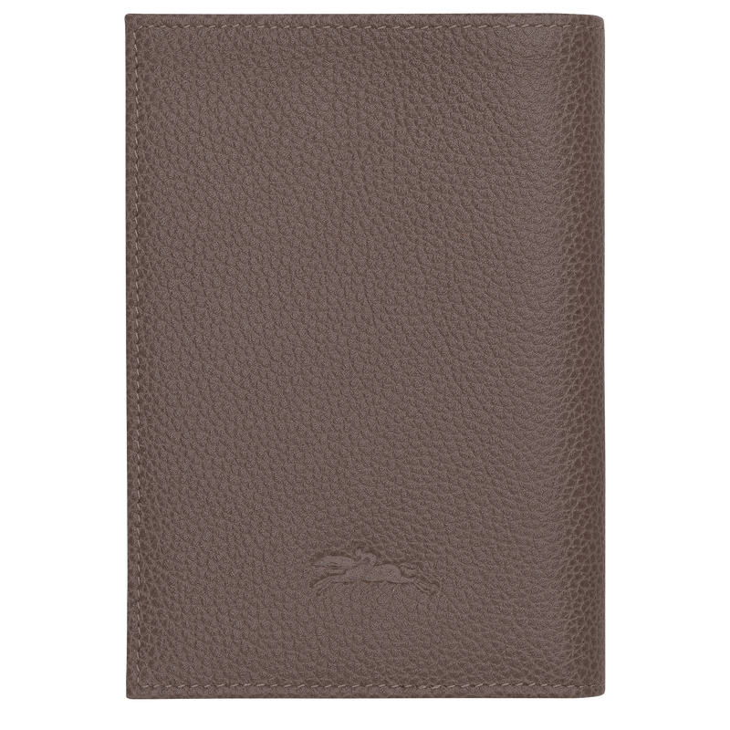 Le Foulonné Passport cover Taupe - Leather