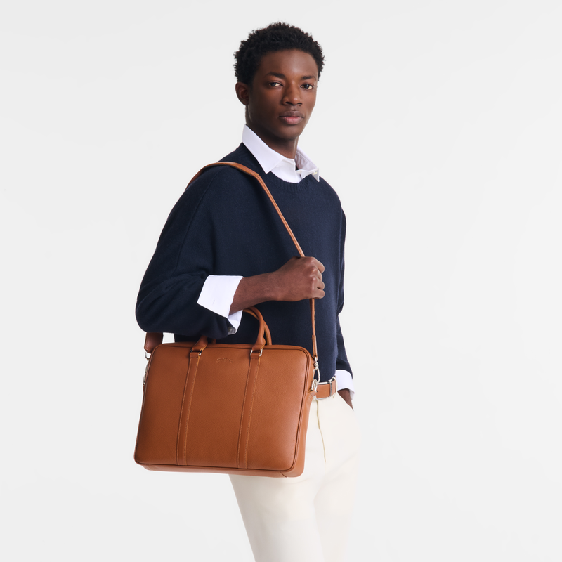 Le Foulonné XS Briefcase Caramel - Leather