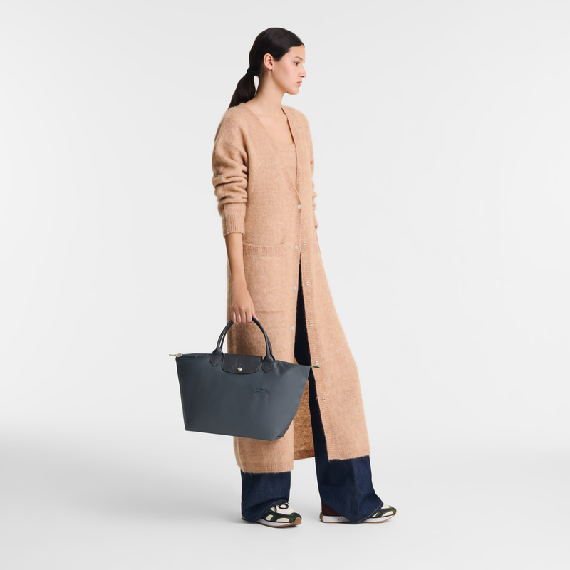 Le Pliage Green M Handbag Graphite - Recycled canvas