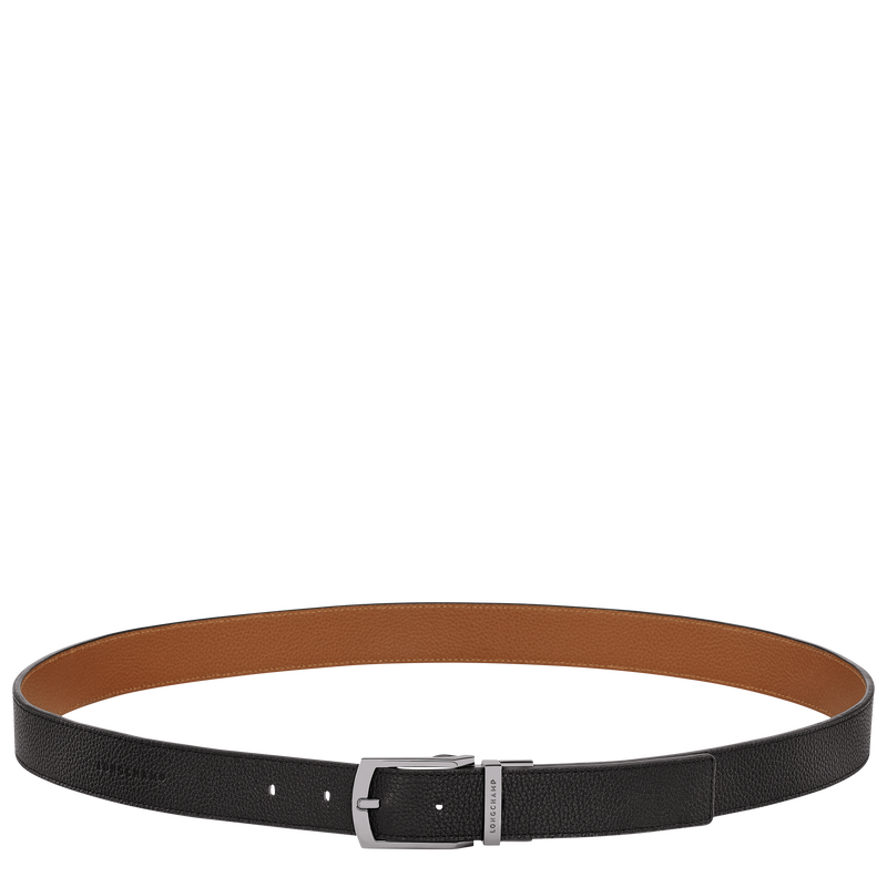Le Foulonné Men's belt Black/Caramel - Leather