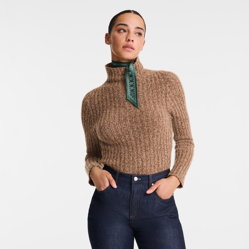 High neck sweater Chocolate - Knit