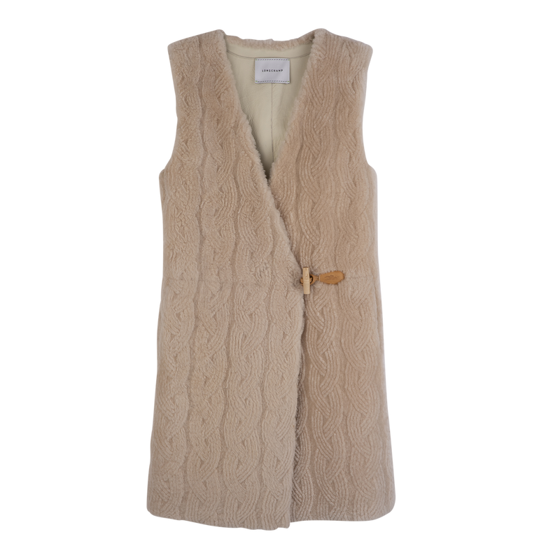 Sleeveless jacket Ecru - Leather