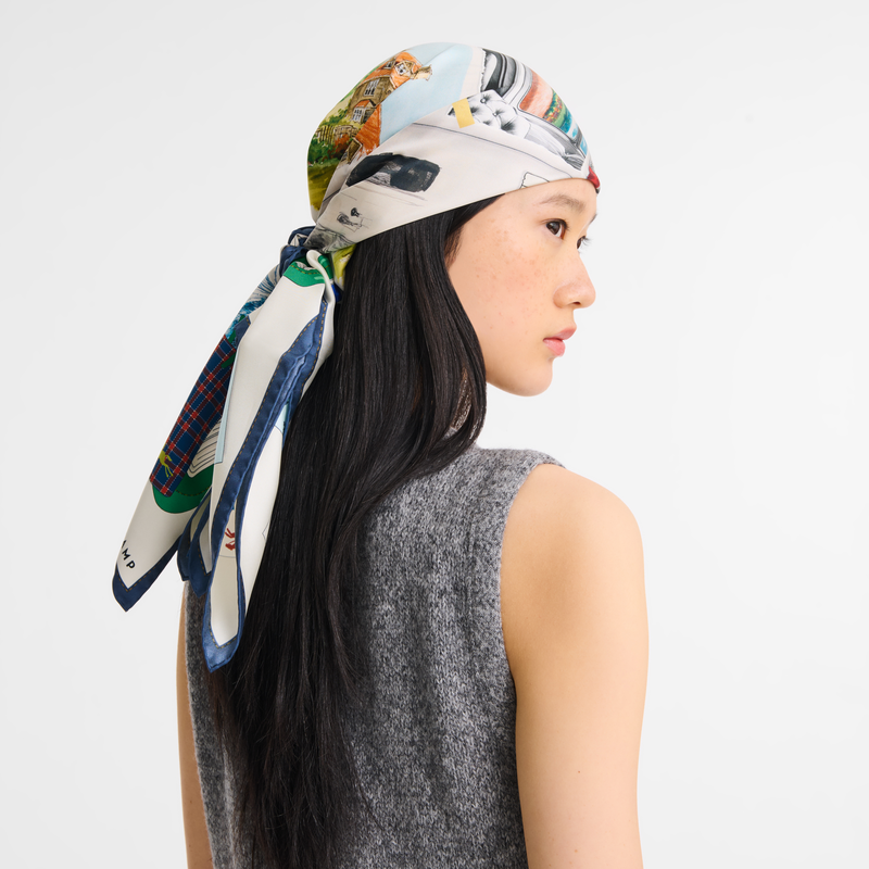 L'Echappée belle Silk scarf 90 Navy - Silk