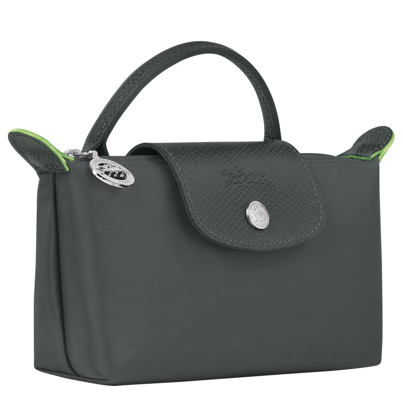 Le Pliage Green Pouch with handle Graphite - Recycled canvas