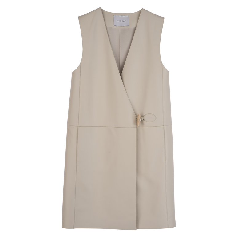 Sleeveless jacket Ecru - Leather