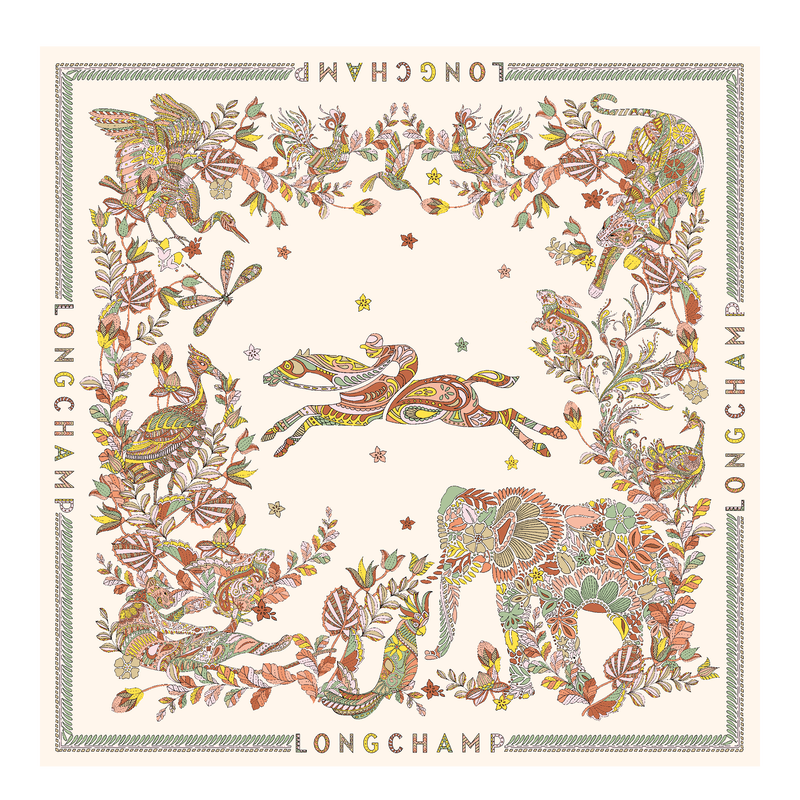 Forêt Longchamp Silk scarf 90 Ecru - Silk