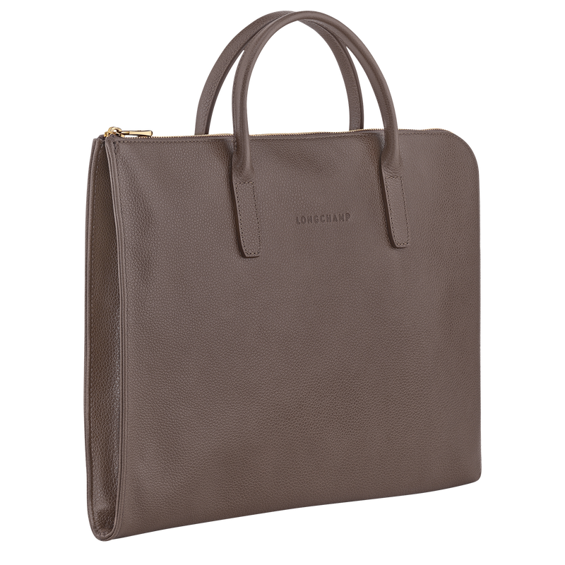 Le Foulonné S Briefcase Taupe - Leather