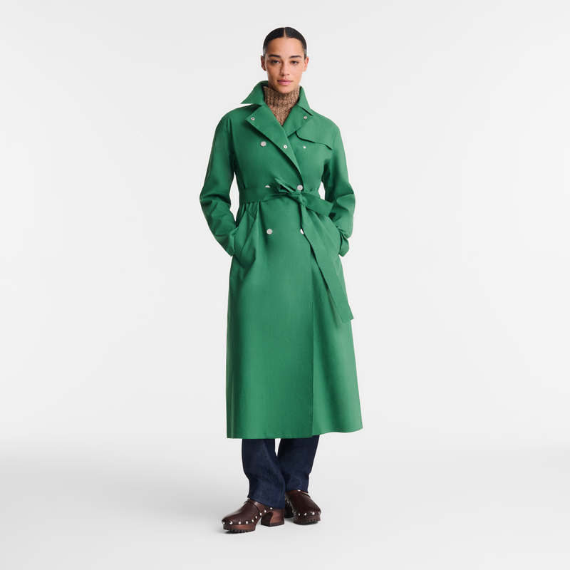 Trench coat British Green - Water-repellent technical canvas