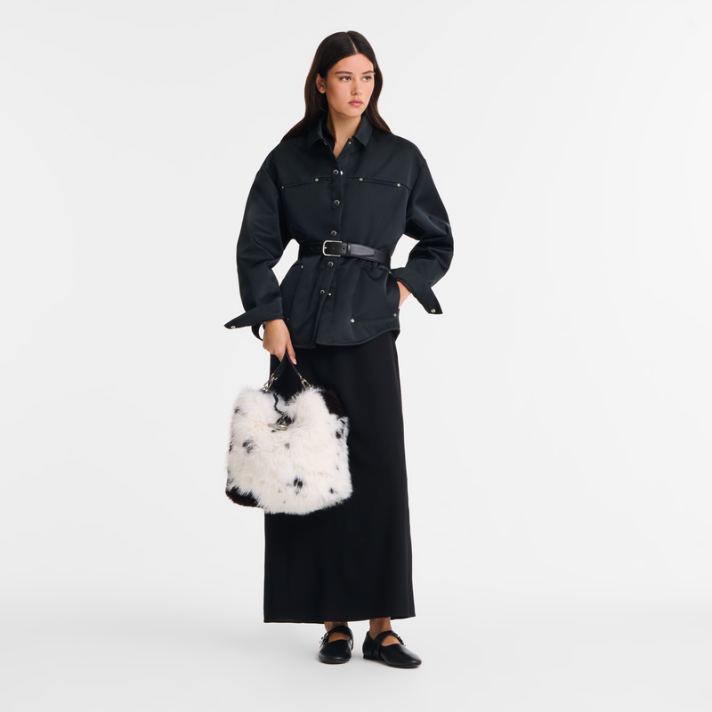 Le Roseau M Hobo bag Black/White - Canvas