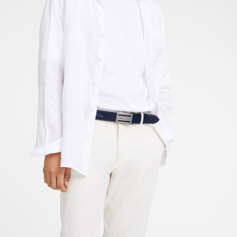 Delta Box Men's belt Black/Navy - Leather