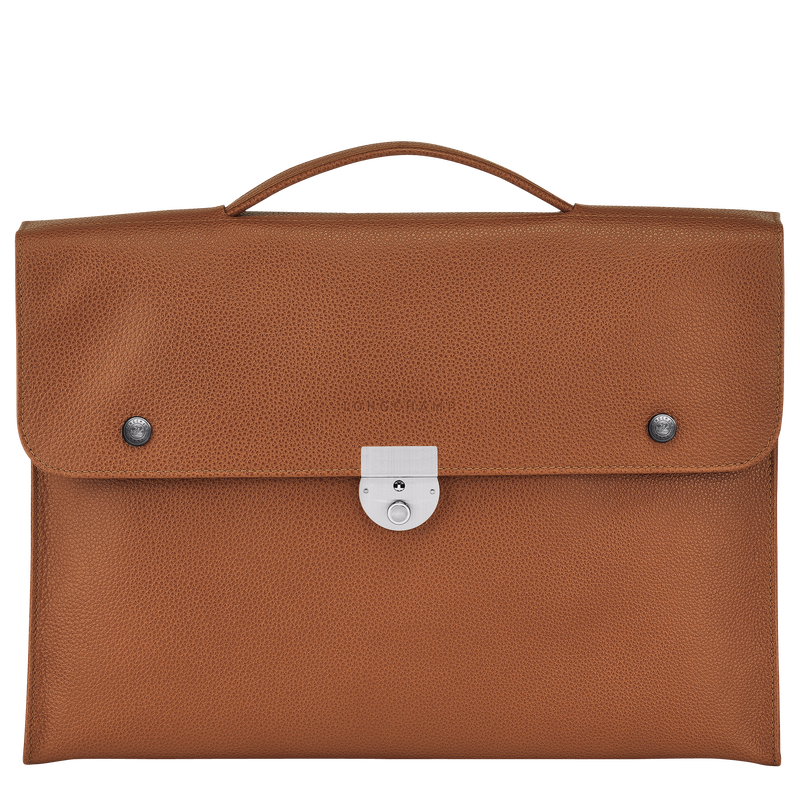 Le Foulonné S Briefcase Caramel - Leather