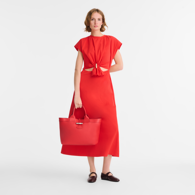 Le Roseau L Tote bag Red - Leather