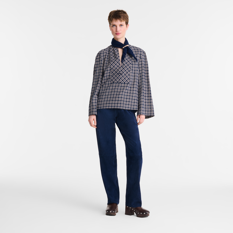 Blouse Navy - Jacquard cotton