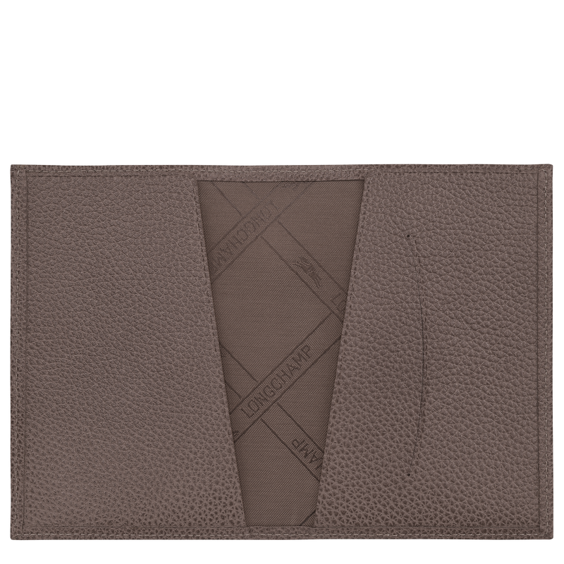 Le Foulonné Passport cover Taupe - Leather