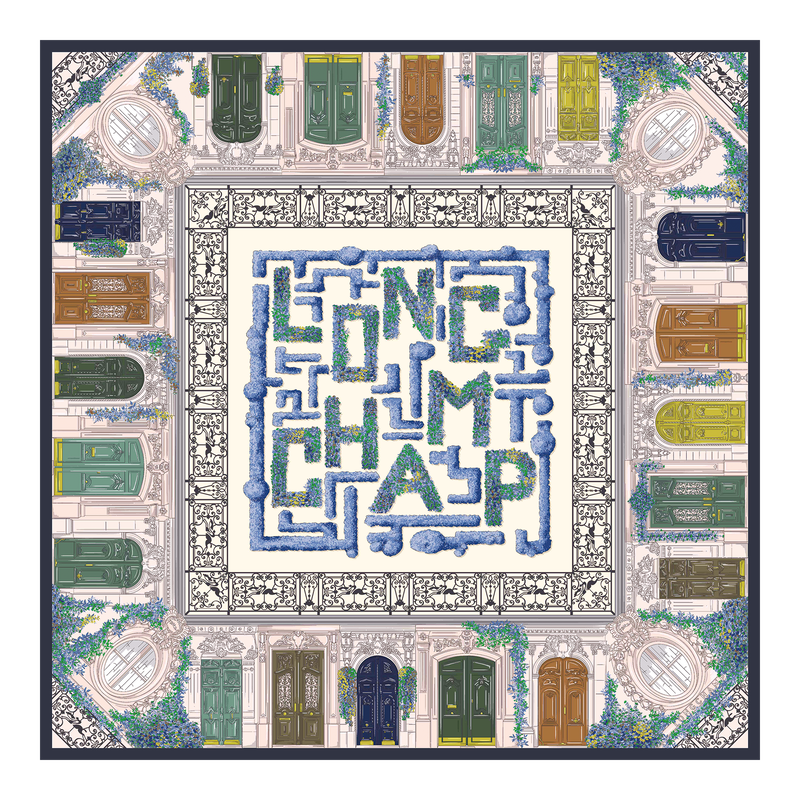 Jardin Parisien Silk scarf 90 Navy - Silk