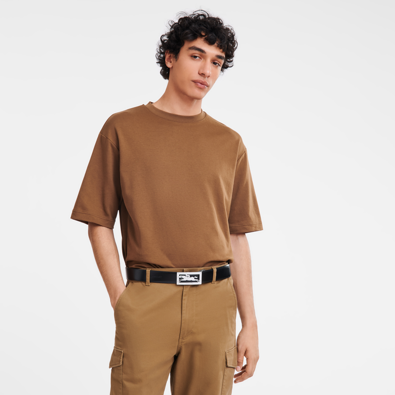 Delta Box Men's belt Black/Mocha - Leather