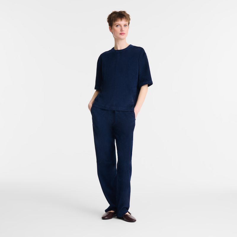 Short leather top Navy - Leather