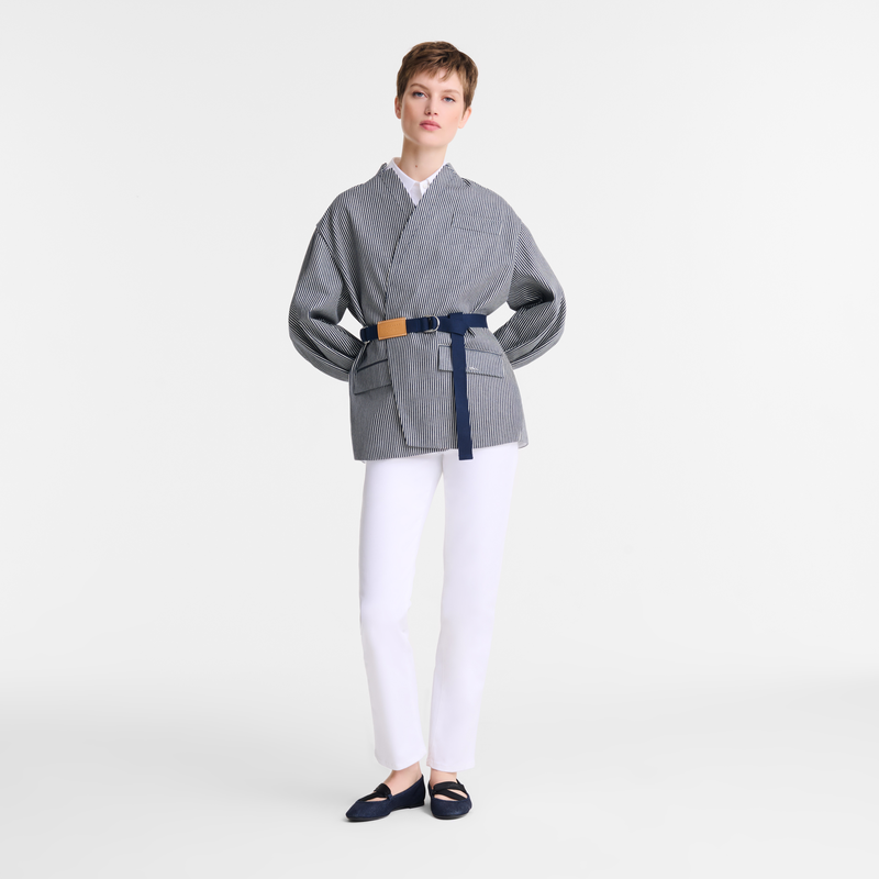 Jacket Navy - Jacquard stripes