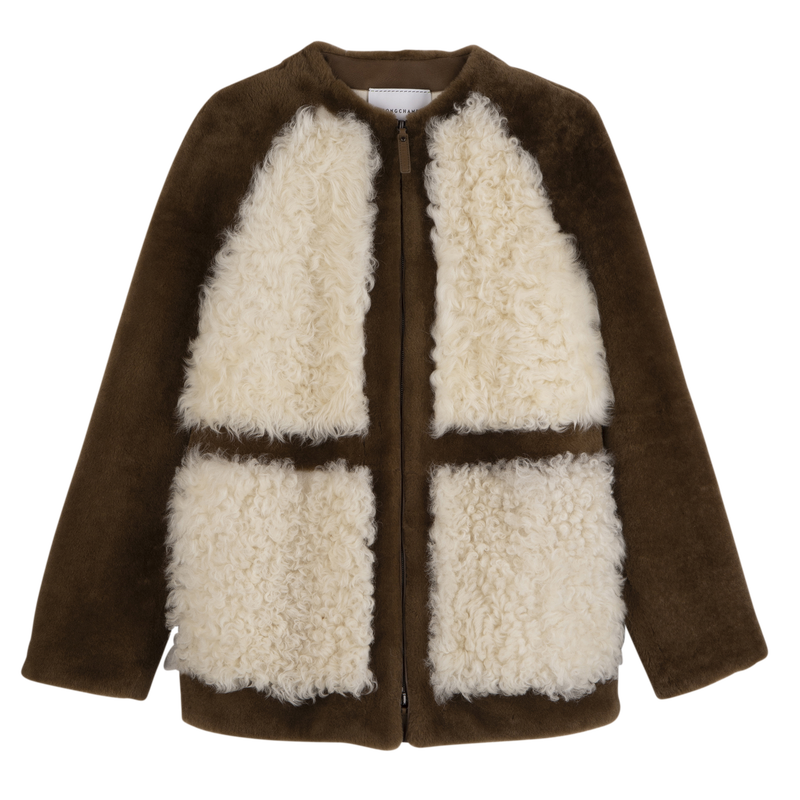 Coat Olive/Ecru - Leather