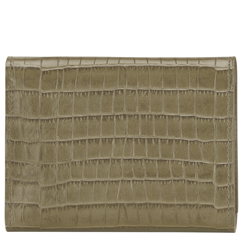 Longchamp Pocket Compact wallet Olive - Leather