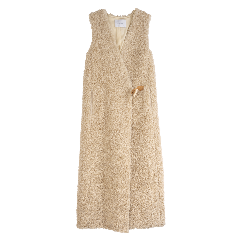 Long cardigan Ecru - Faux fur