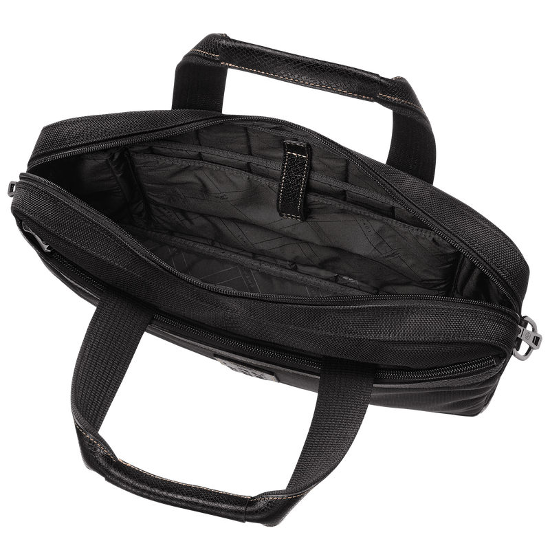 Boxford S Briefcase Black - Recycled canvas