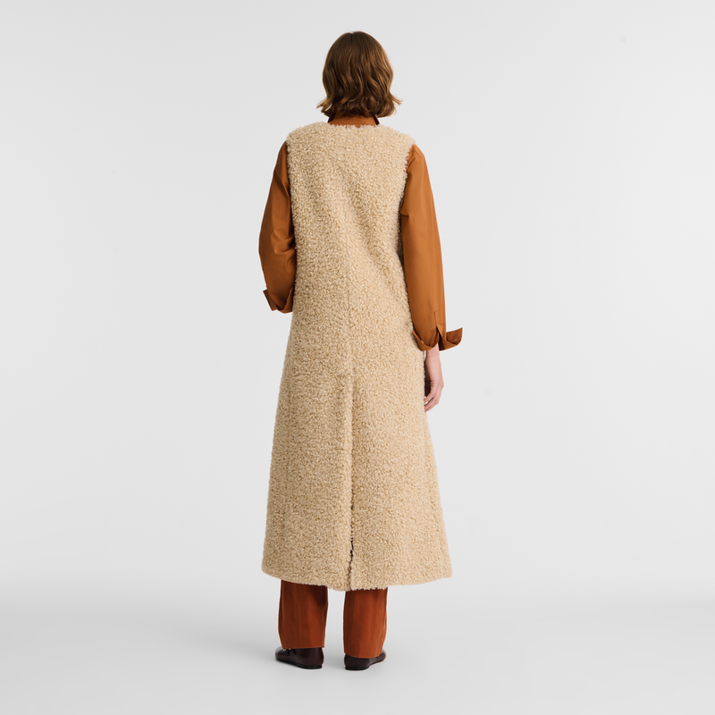 Long cardigan Ecru - Faux fur