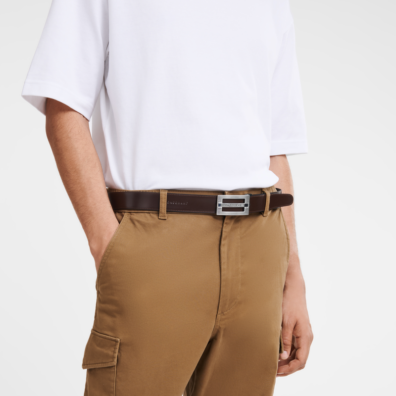 Delta Box Men's belt Black/Mocha - Leather