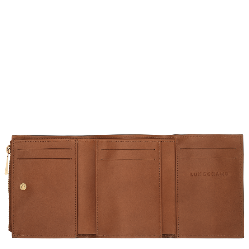 Épure Compact wallet Cognac - Leather