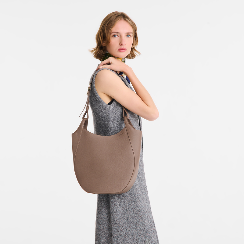 Le Foulonné L Hobo bag Taupe - Leather