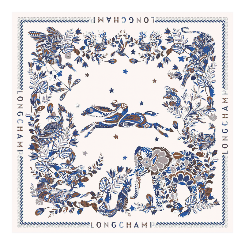 Forêt Longchamp Silk scarf 90 Atlantic - Silk