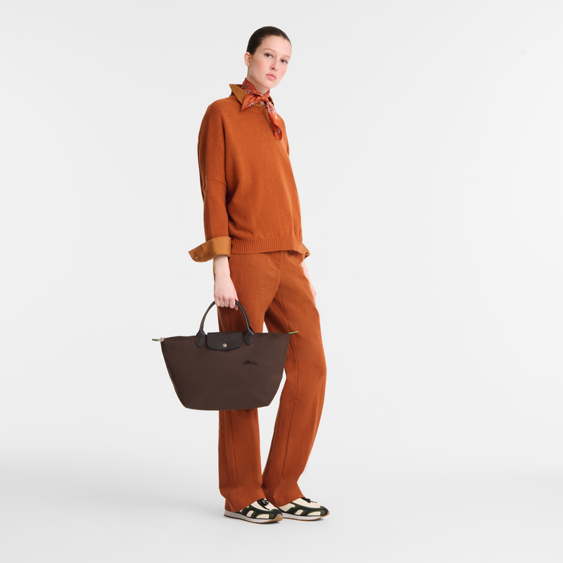 Le Pliage Green M Handbag Mocha - Recycled canvas