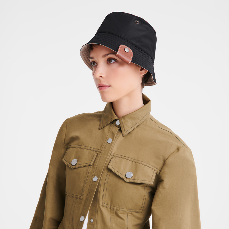 Reversible bucket hat Black/Paper - Technical taffeta