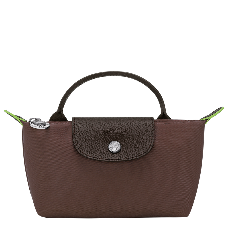 Le Pliage Green Pouch with handle Mocha - Recycled canvas