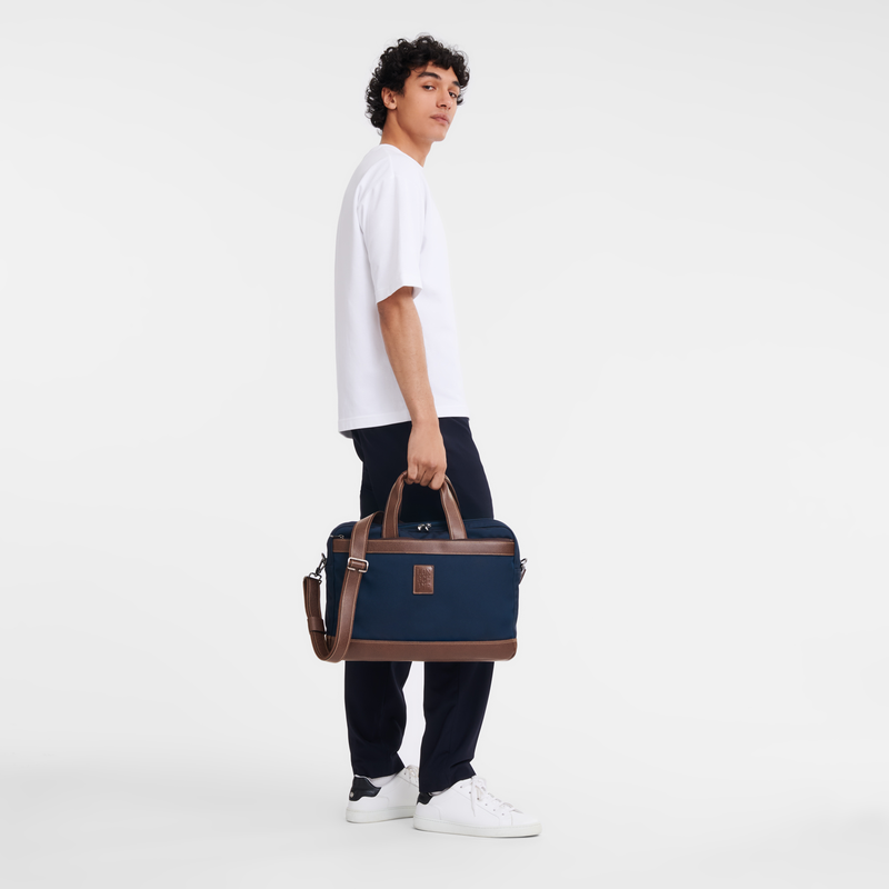 Boxford L Briefcase Blue - Recycled canvas