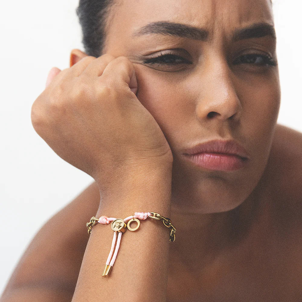Turtle Anchor Chain Bracelet Gold Pink