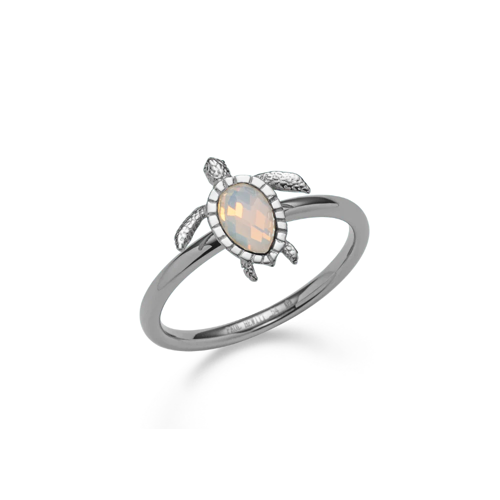 Turtle Ring White Breeze Silver