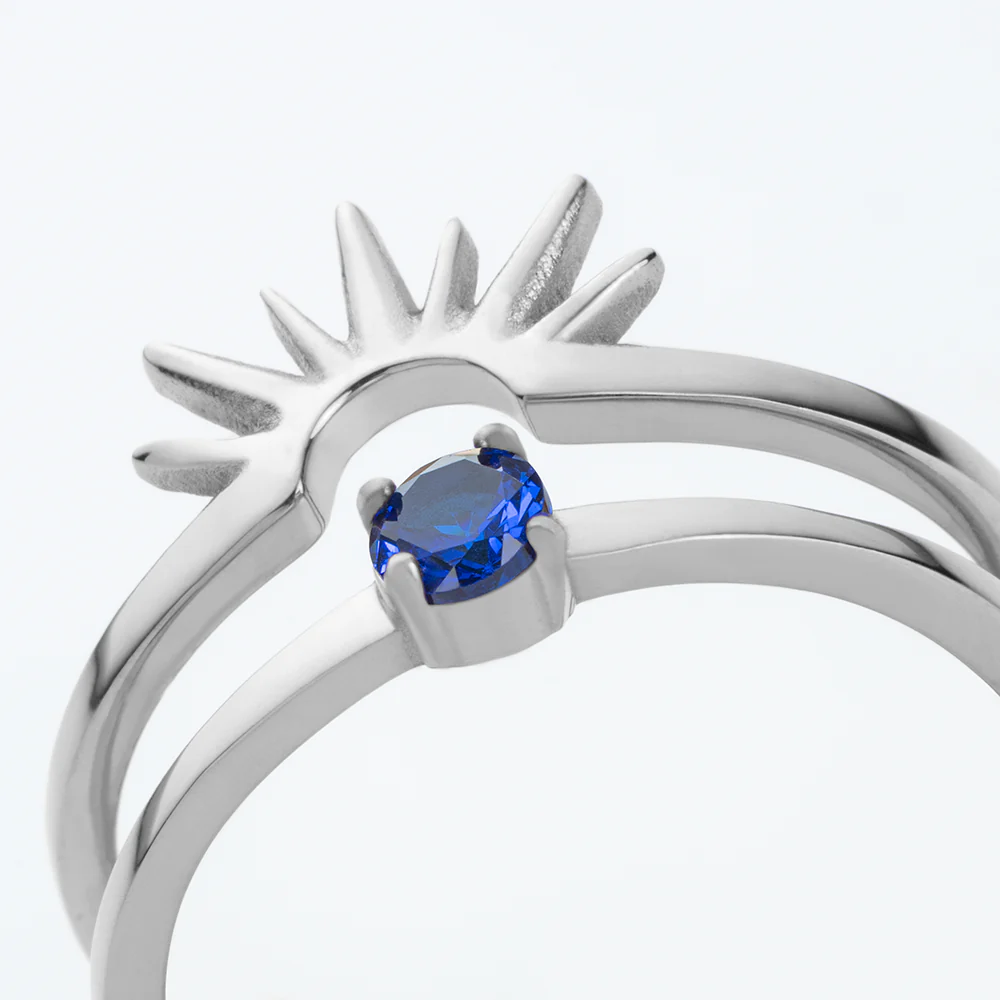 Aurora Solar Duet Ring Silver