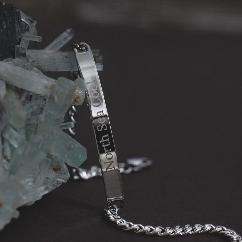 Men's Engravable ID bracelet silver