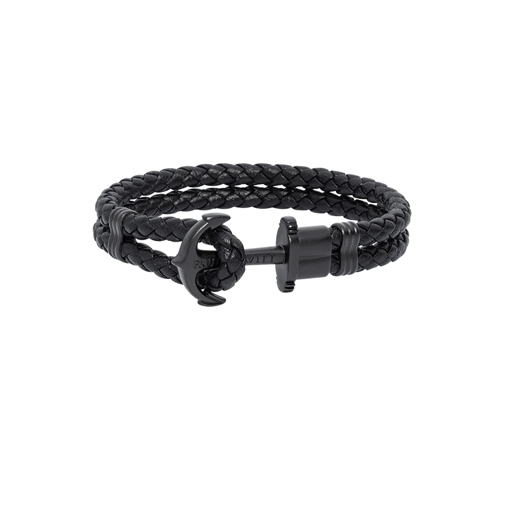 Anchor Bracelet Phrep Black Leather Black