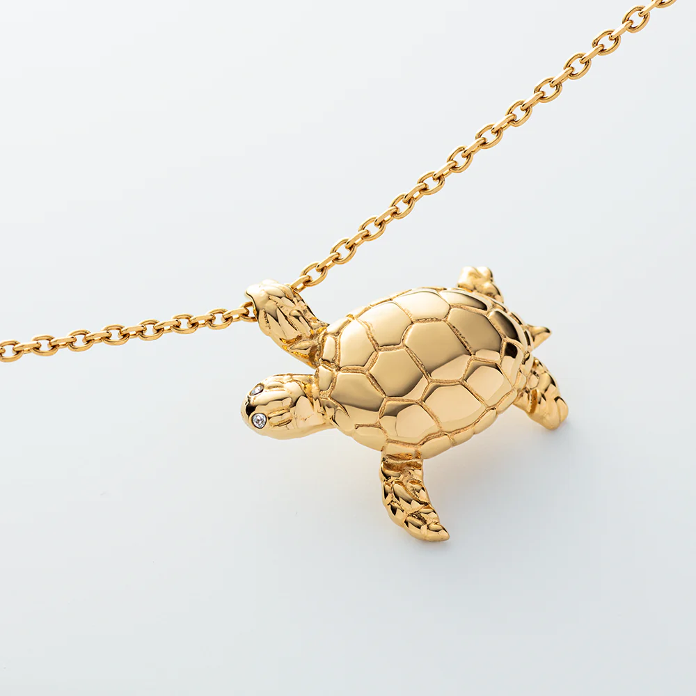 Turtle Big Necklace Gold