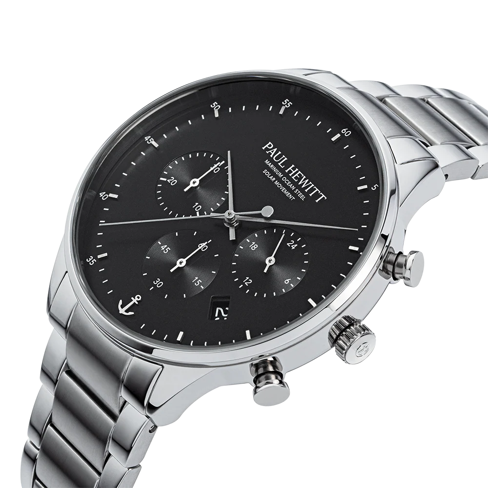 Chrono watch silver black