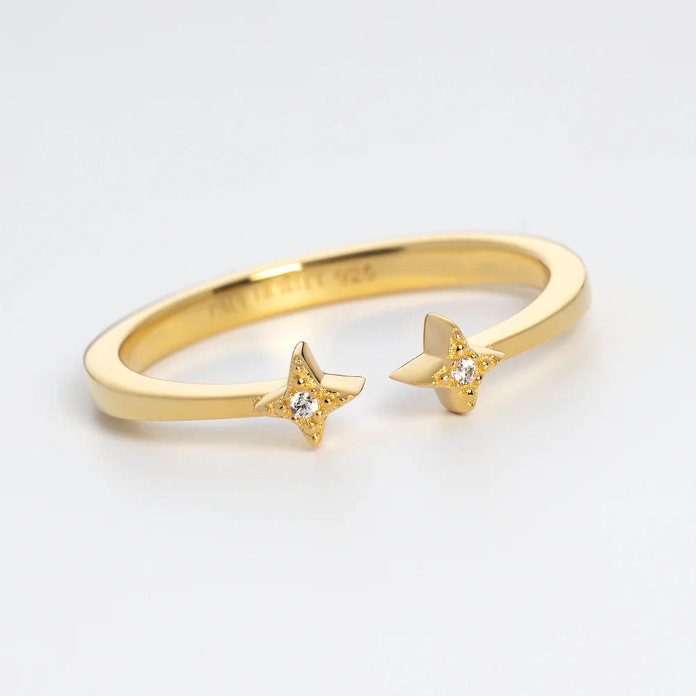 Windrose Open Stars Ring Gold