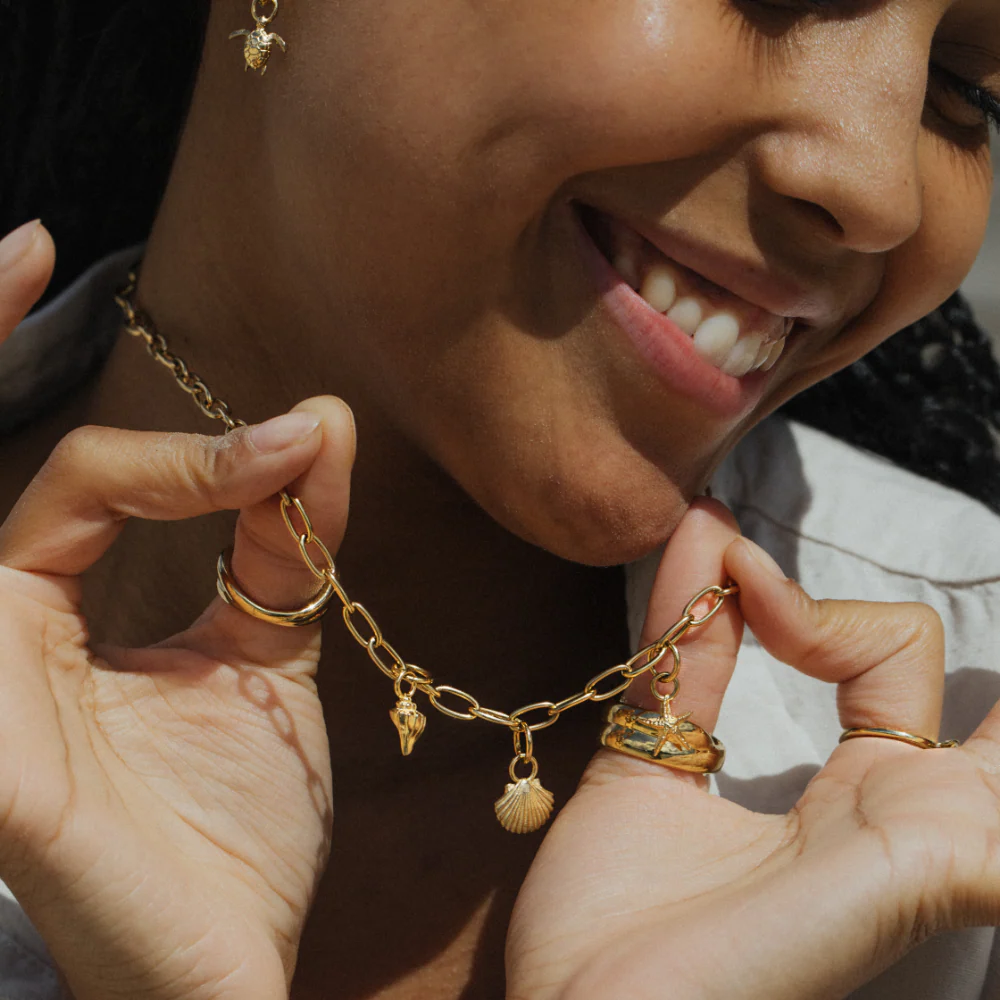 Sea Shell Charm Gold