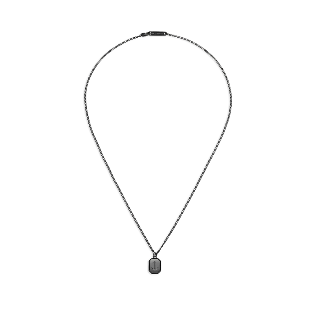 Men's Octagonal Necklace Anchor Black