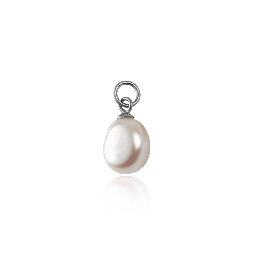 Solid Pearl Charm Silver