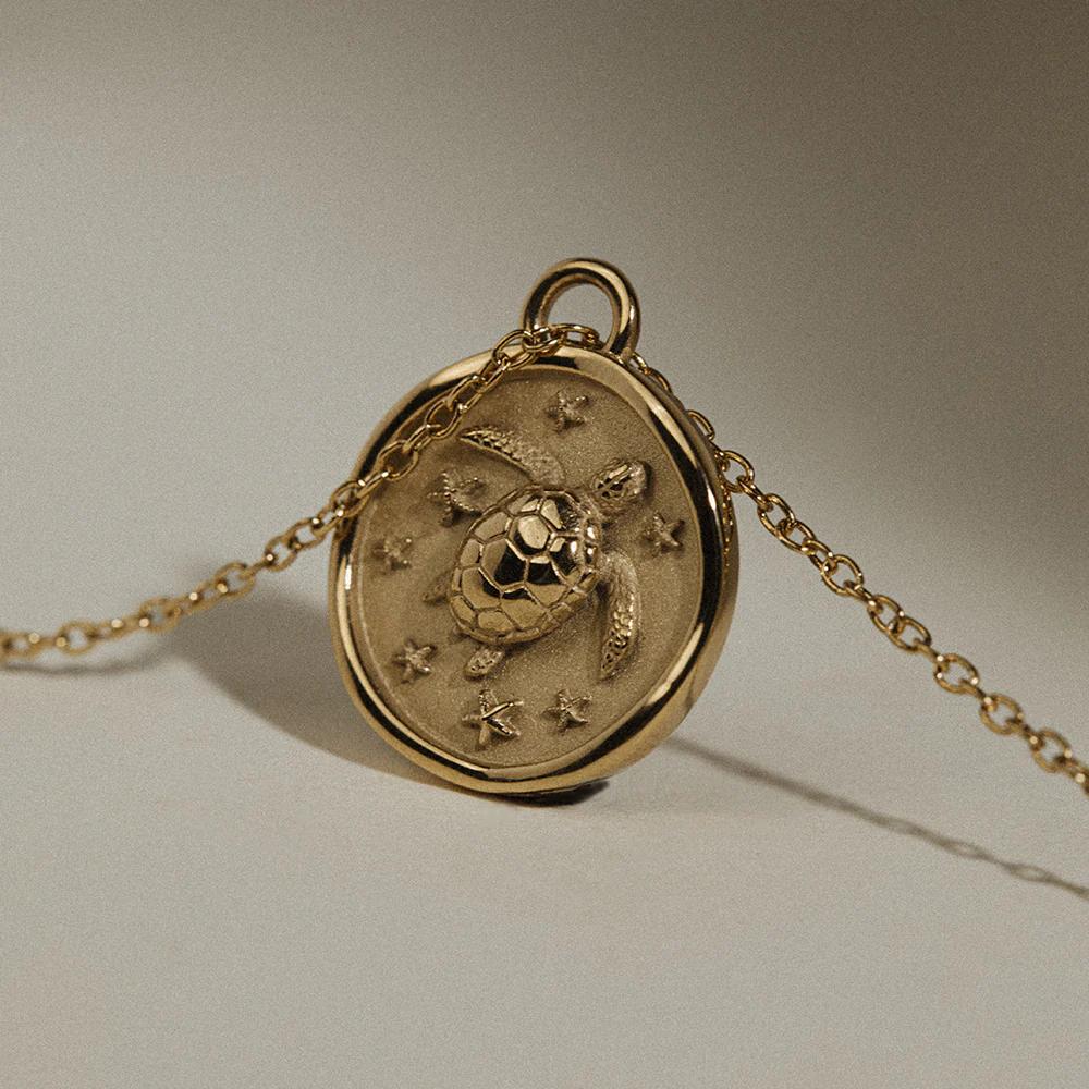 Turtle Coin Necklace Gold
